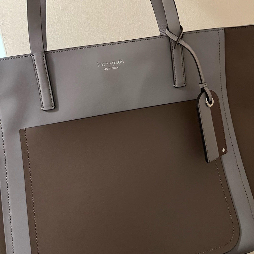Kate Spade Two-tone Grey Oversized Tote